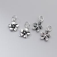 925 Sterling Silver Pendant, Flower, Antique finish, DIY, more colors for choice, 12.50x10x2.30mm, Sold By PC