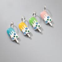 925 Sterling Silver Pendant, Ice Cream, epoxy gel, DIY, more colors for choice, 15x6x1.60mm, Sold By PC
