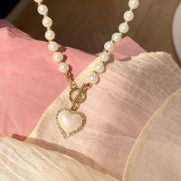 Zinklegierung Schmuck Halskette, mit Kunststoff Perlen, Modeschmuck & für Frau & mit Strass, frei von Nickel, Blei & Kadmium, 15x18mm, Länge:ca. 38 cm, verkauft von PC