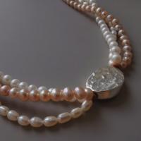 Ожерелье из пресноводных жемчуг на латунной цепочке, Пресноводные жемчуги, с Медный сплав, 14K позолоченный, ювелирные изделия моды & многослойный & Женский, длина:Приблизительно 40 см, продается PC