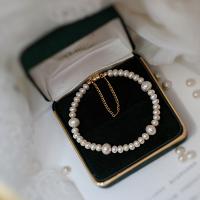 Sötvatten odlade Pearl Bracelet, Freshwater Pearl, med Kopparlegering, mode smycken & för kvinna, vit, Längd Ca 18 cm, Säljs av PC