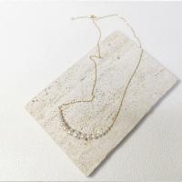 Freshwater Pearl Brass Chain Necklace, Pérolas de água doce, with Liga de cobre, 14K cheio de ouro, joias de moda & para mulher, branco, comprimento Aprox 40 cm, vendido por PC