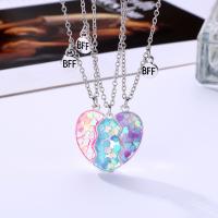 Zinc Alloy Jewelry Necklace Heart silver color plated three pieces & fashion jewelry & for woman nickel lead & cadmium free Length Approx 40 cm Sold By Set