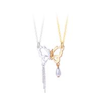 Zinc Alloy Jewelry Necklace with Plastic Pearl with 5cm extender chain Butterfly fashion jewelry & Unisex & with magnetic nickel lead & cadmium free Length Approx 45 cm Sold By PC