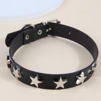 Fashion Choker Necklace PU Leather with Iron with 15cm extender chain Star silver color plated Adjustable & fashion jewelry & for woman black 17mm Length Approx 28 cm Sold By PC