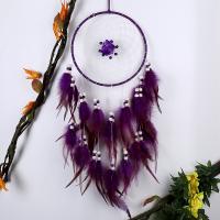 Fashion Dream Catcher, Feather, with Wood & Plastic & Iron, for home and office & fashion jewelry, purple, 65-70cm, Sold By PC
