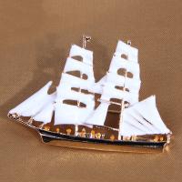Enamel Brooch Zinc Alloy Sail Boat gold color plated fashion jewelry & for man white nickel lead & cadmium free Sold By PC