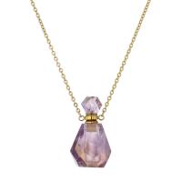 Amethyst Perfume Bottle Necklace, with Titanium Steel, Vacuum Ion Plating, fashion jewelry & for woman, purple, Length:Approx 38 cm, Sold By PC