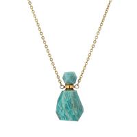 ​Amazonite​ Perfume Bottle Necklace, with Titanium Steel, Vacuum Ion Plating, fashion jewelry & for woman, light blue, Length:Approx 38 cm, Sold By PC