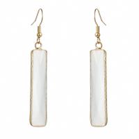 Cats Eye Earring, with Brass, Rectangle, gold color plated, fashion jewelry & for woman, white, Sold By Pair