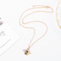 Cink Alloy nakit ogrlice, s 1.97inch Produžetak lanac, Pčela, zlatna boja pozlaćen, modni nakit & za žene & emajl & s Rhinestone, nikal, olovo i kadmij besplatno, 22x19mm, Dužina Približno 17.8 inčni, Prodano By PC