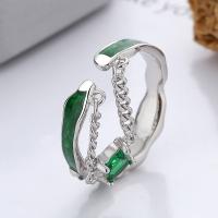 925 Sterling Silver Finger Rings, fashion jewelry & micro pave cubic zirconia & for woman & epoxy gel, green, nickel, lead & cadmium free, 5mm, Sold By PC