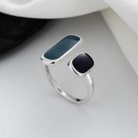 Ezüst ékszer Finger Ring, 925 ezüst, divat ékszerek & a nő & epoxy matrica, nikkel, ólom és kadmium mentes, 15mm, Által értékesített PC