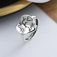 925 Sterling Silver Finger Rings, Heart, Antique finish, fashion jewelry & for woman, nickel, lead & cadmium free, 13mm, Sold By PC