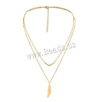 Multi Layer Necklace, 304 Stainless Steel, with 1.97inch extender chain, gold color plated, Double Layer & fashion jewelry & for woman, golden, 30x8mm, Length:Approx 18.9 Inch, Approx 14.96 Inch, Sold By PC