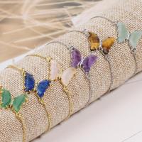 Bracelets de pierres précieuses, pierre gemme, avec Acier inoxydable 304, papillon, bijoux de mode & différents matériaux pour le choix & pour femme, plus de couleurs à choisir, 21.60mm, Vendu par Environ 6.89 pouce brin