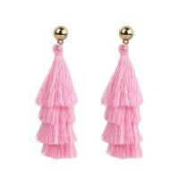 Fashion Fringe Earrings Zinc Alloy with Nylon Cord fashion jewelry & for woman nickel lead & cadmium free 83mm Sold By Pair