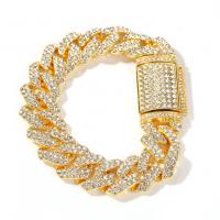 Zinc Alloy Bracelet plated punk style & for man & with rhinestone nickel lead & cadmium free 18mm Sold By PC