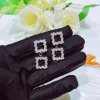 Brass Stud Earring with Glass Rhinestone Square platinum color plated fashion jewelry & for woman nickel lead & cadmium free Sold By Pair