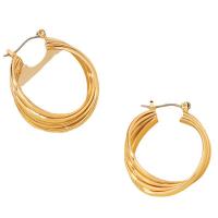 alliage de zinc boucle d'oreille cercle, Placage de couleur d'or, bijoux de mode & pour femme, 27x34mm, Vendu par paire