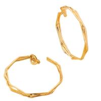 alliage de zinc Clip boucle d’oreille, Placage de couleur d'or, bijoux de mode & pour femme & creux, 55x55mm, Vendu par paire