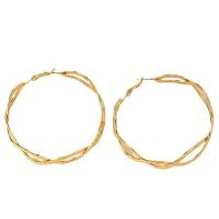liga de zinco brincos de argola, cromado de cor dourada, joias de moda & para mulher & vazio, 58x58mm, vendido por par