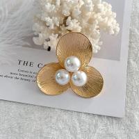 Tibetan Style Brooches, with ABS Plastic Pearl, plated, fashion jewelry, gold, nickel, lead & cadmium free, 60x57mm, Sold By PC