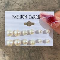 Pendientes, Perlas plásticas, Esférico, Joyería & para mujer, más colores para la opción, libre de níquel, plomo & cadmio, Vendido por Set