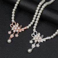 Zinc Alloy Jewelry Sets with Plastic Pearl with 5CM extender chain plated 2 pieces & fashion jewelry & for woman & with rhinestone nickel lead & cadmium free Length Approx 40 cm Sold By Set