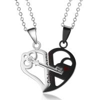 Stainless Steel Jewelry Necklace 304 Stainless Steel with 6CM extender chain Heart plated fashion jewelry & for couple nickel lead & cadmium free Length Approx 44 cm Sold By Pair