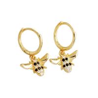 925 Sterling Silver Lever Back Earring with Cubic Zirconia Bee plated for woman Sold By Pair