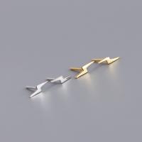 925 Sterling Silver Stud Earrings, Lightning Symbol, plated, for woman, more colors for choice, Sold By Pair