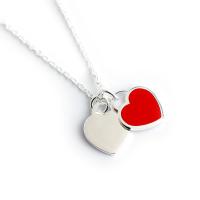 plata de ley 925 collar, Corazón, engomada de gota, diverso tamaño para la opción & para mujer, Rojo, Vendido por Sarta