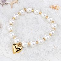 Bracelet d'acier titane, avec Shell Pearl, bijoux de mode & pour femme, plus de couleurs à choisir, Longueur Environ 18 cm, Vendu par PC