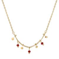 Stainless Steel Jewelry Necklace, 304 Stainless Steel, with Acrylic, with 6cm extender chain, 14K gold plated, fashion jewelry & for woman, two different colored, Length:42 cm, Sold By PC