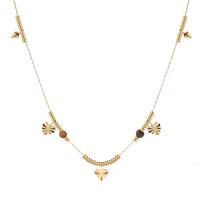 Edelstahl Schmuck Halskette, 304 Edelstahl, mit Acryl, mit Verlängerungskettchen von 6cm, 14 K vergoldet, Modeschmuck & für Frau, goldfarben, Länge:43 cm, verkauft von PC