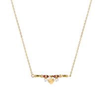 Edelstahl Schmuck Halskette, 304 Edelstahl, mit Naturstein, mit Verlängerungskettchen von 6cm, 14 K vergoldet, Modeschmuck & für Frau, zwei verschiedenfarbige, Länge:40 cm, verkauft von PC
