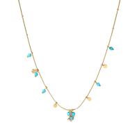 Stainless Steel Jewelry Necklace, 304 Stainless Steel, with Acrylic, with 6cm extender chain, 14K gold plated, fashion jewelry & for woman, two different colored, Length:44 cm, Sold By PC
