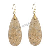 Natural Gemstone Earrings Natural Stone with Brass Teardrop gold color plated fashion jewelry & for woman earth yellow 15-40mm Sold By Pair