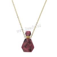 Natural Gemstone Necklace, Rhodonite, with Titanium Steel, Bottle, Vacuum Ion Plating, fashion jewelry & for woman, mixed colors, Length:Approx 38 cm, Sold By PC