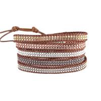 Fer Bracelets, avec cordon en cuir, Placage, bijoux de mode & multicouche & unisexe, couleurs mélangées, protéger l'environnement, sans nickel, plomb et cadmium, Longueur:85 cm, Vendu par PC