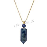 Natural Gemstone Necklace Lapis Lazuli with Titanium Steel Conical Vacuum Ion Plating fashion jewelry & for woman lapis lazuli Length Approx 38 cm Sold By PC