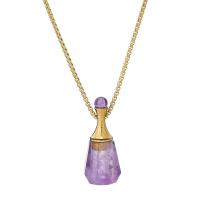 Quartz Necklace Amethyst with Titanium Steel Bottle Vacuum Ion Plating fashion jewelry & for woman purple Length Approx 38 cm Sold By PC