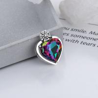 925 Sterling Silver Pendant, Heart, Antique finish, DIY & micro pave cubic zirconia, nickel, lead & cadmium free, 18x22mm, Sold By PC