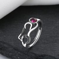 925 Sterling Silver Finger Rings, with Garnet, Antique finish, fashion jewelry & for woman, nickel, lead & cadmium free, 8mm, Sold By PC