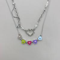 Zinklegierung Schmuck Halskette, mit Titanstahl, Herz, plattiert, Modeschmuck & verschiedene Stile für Wahl & für Frau, frei von Nickel, Blei & Kadmium, verkauft von PC