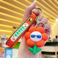 Soft PVC Key Clasp, with Tibetan Style, Flower, cute & multifunctional, more colors for choice, 52x64mm, Sold By PC