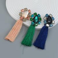 Fashion Fringe Earrings Zinc Alloy with Nylon Cord fashion jewelry & for woman & with rhinestone nickel lead & cadmium free Sold By Pair