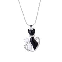 Glass Globe Necklace Zinc Alloy with 1.97inch extender chain Cat Unisex & enamel & with rhinestone nickel lead & cadmium free Sold Per Approx 17.72 Inch Strand