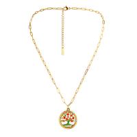 Titanstahl Halskette, mit Verlängerungskettchen von 2.76inch, Modeschmuck & für Frau & Emaille, goldfarben, 30x25mm, verkauft per ca. 18.11 ZollInch Strang